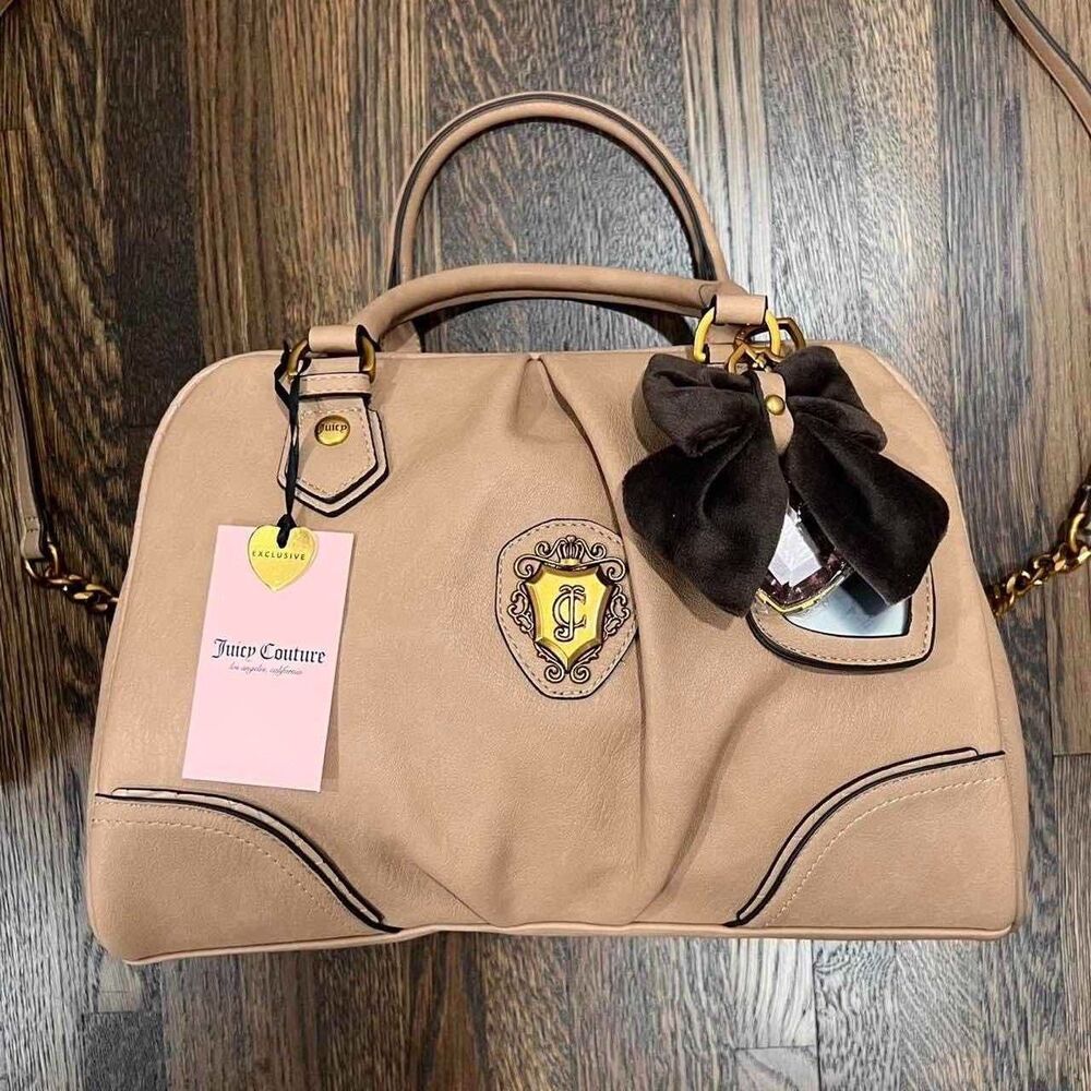 juicy couture romance satchel shoulder bag in pecan (tan / beige)